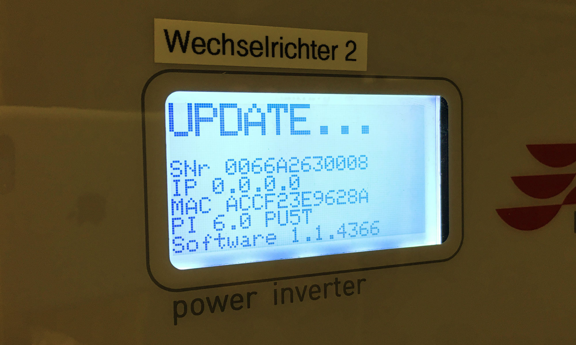 Solarsys Wartung Wechselrichter Update